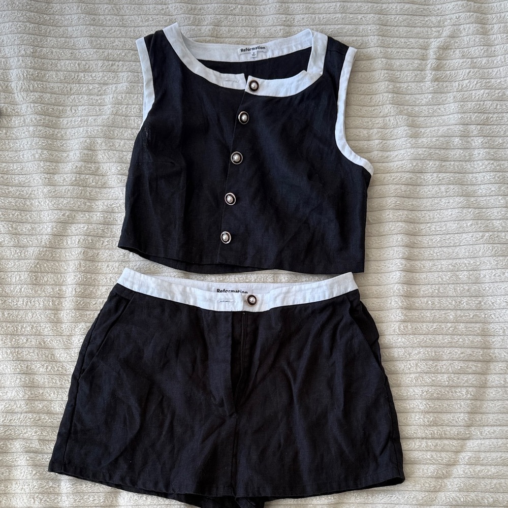 Reformation Roxy Linen Two-piece Skort Set
